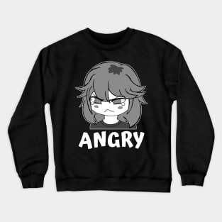 Funny Manga Angry Pout Face Little Girl Chibi Meme Crewneck Sweatshirt